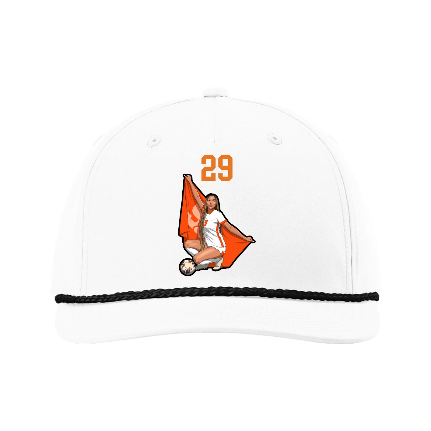 Five-Panel Classic Rope Cap — Number Top in White