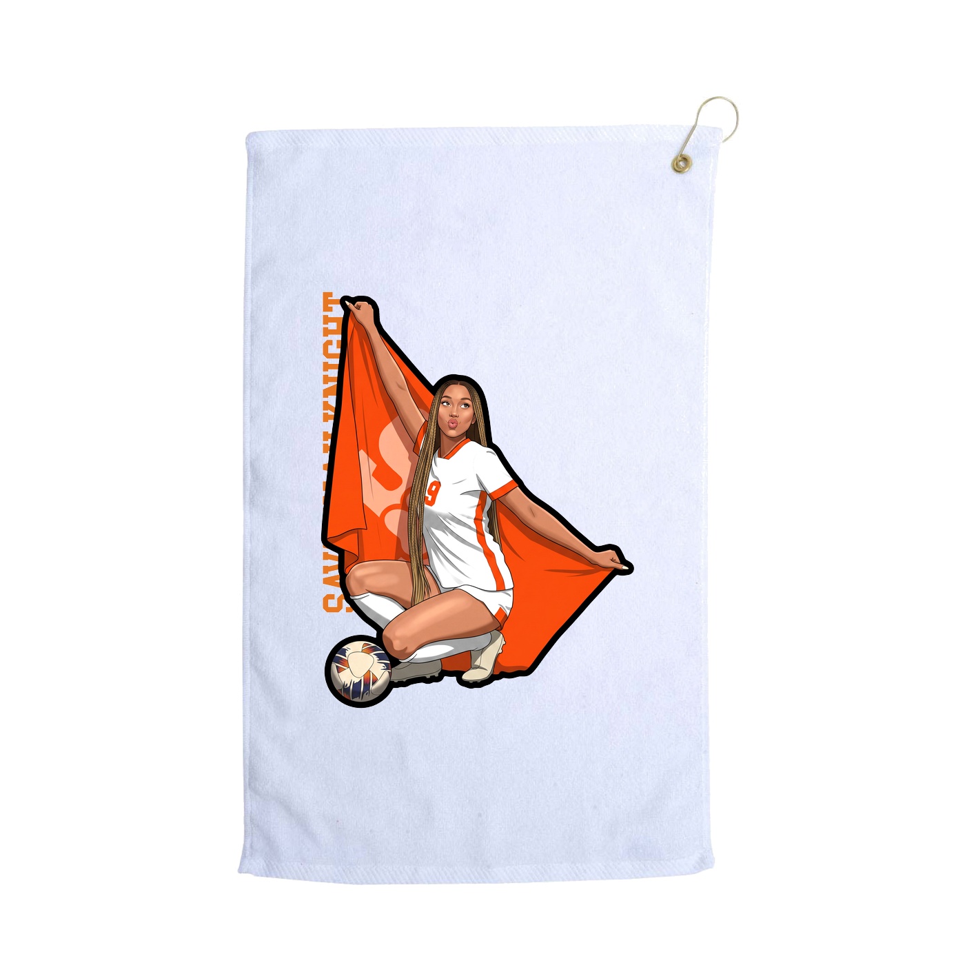 Golf Towel — Name Vertical in White