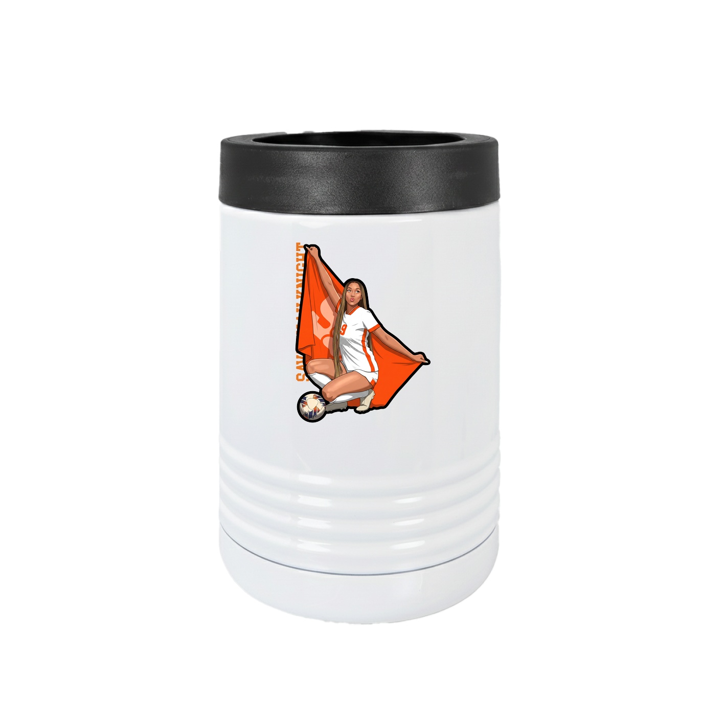 Beverage Holder — Name Vertical in White
