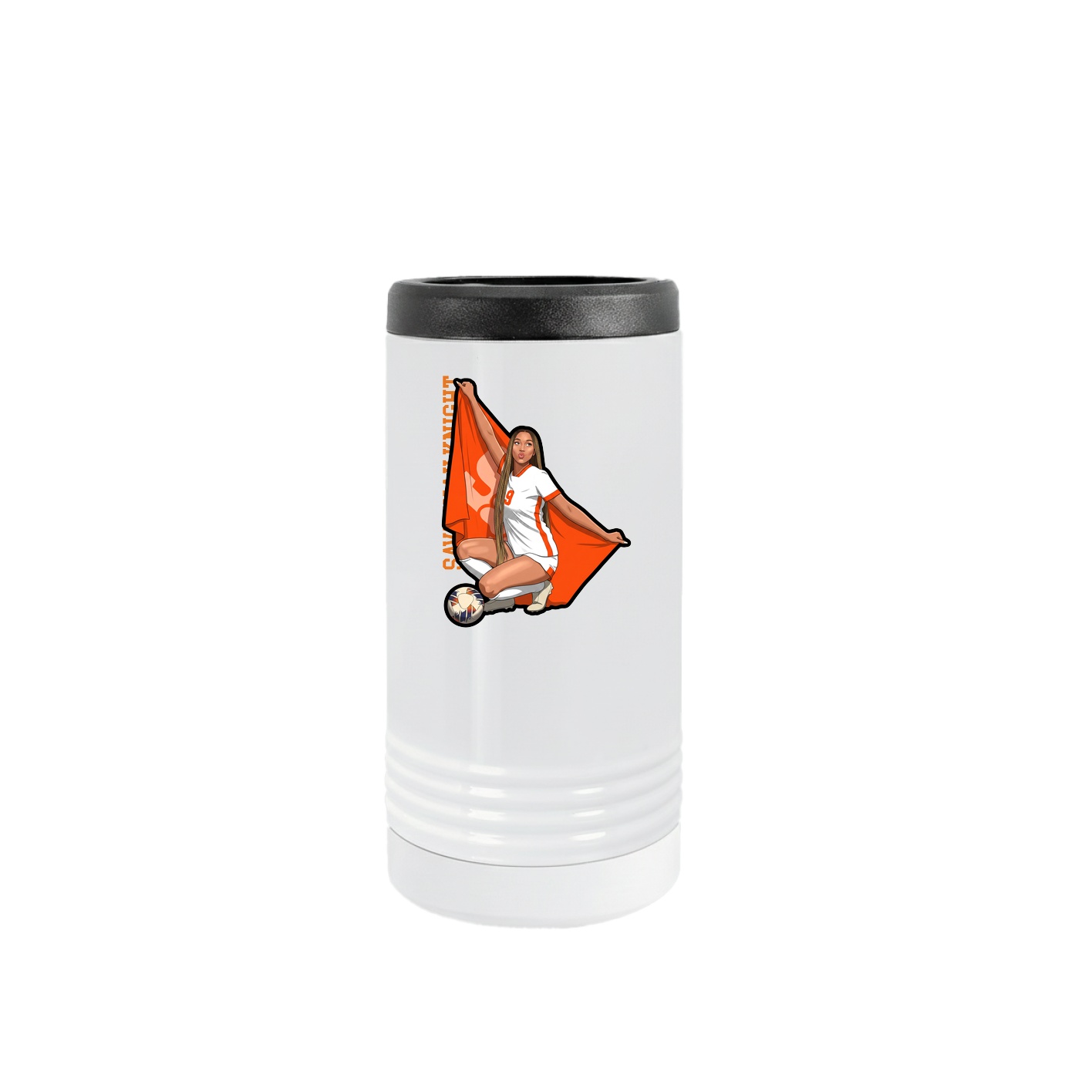 Slim Beverage Holder — Name Vertical in White