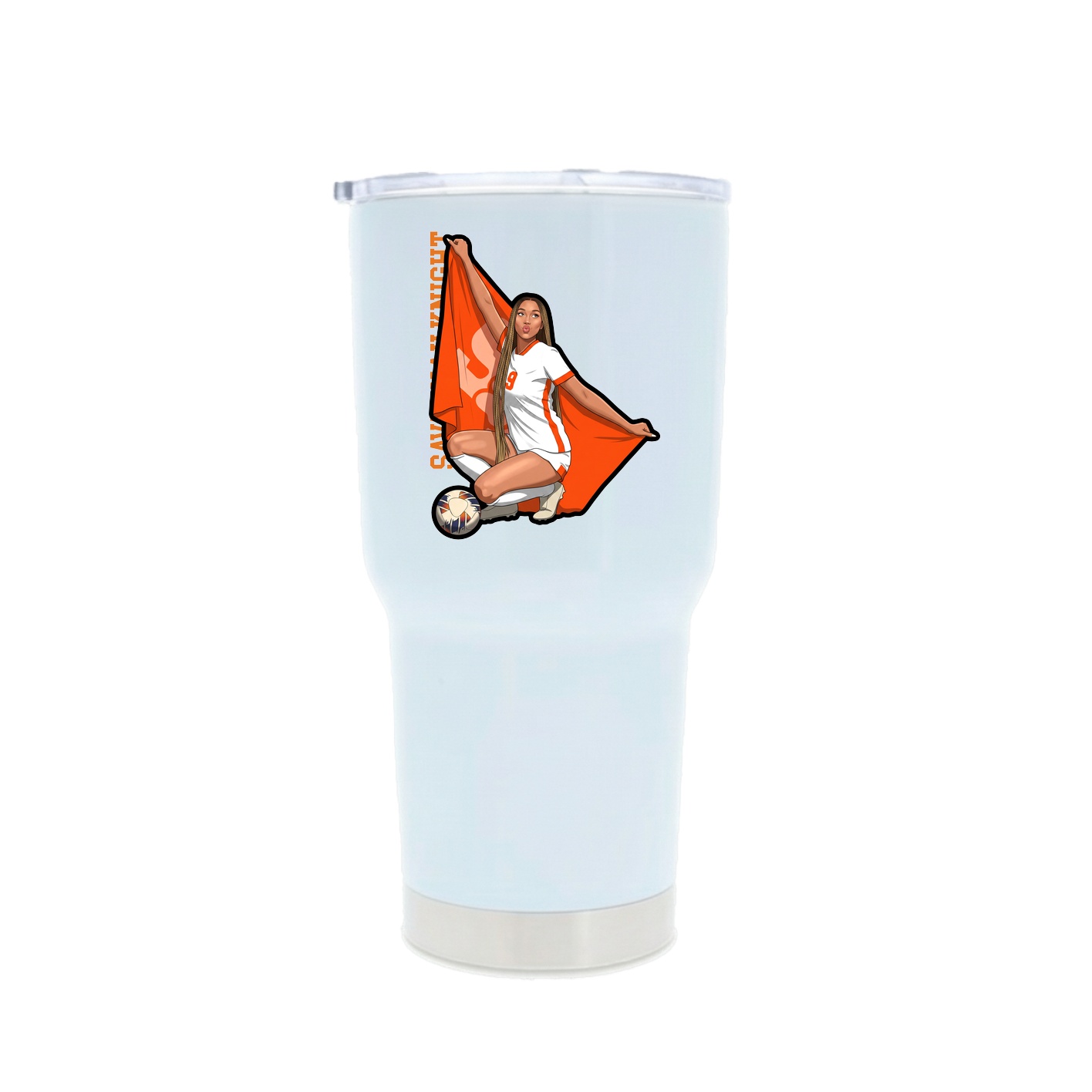 30oz Stainless Steel Tumbler — Name Vertical in White