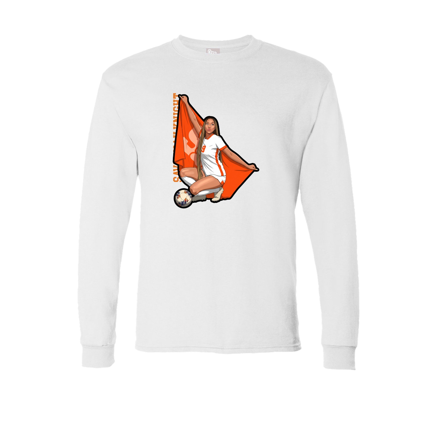 Long Sleeve Tee — Name Vertical in White