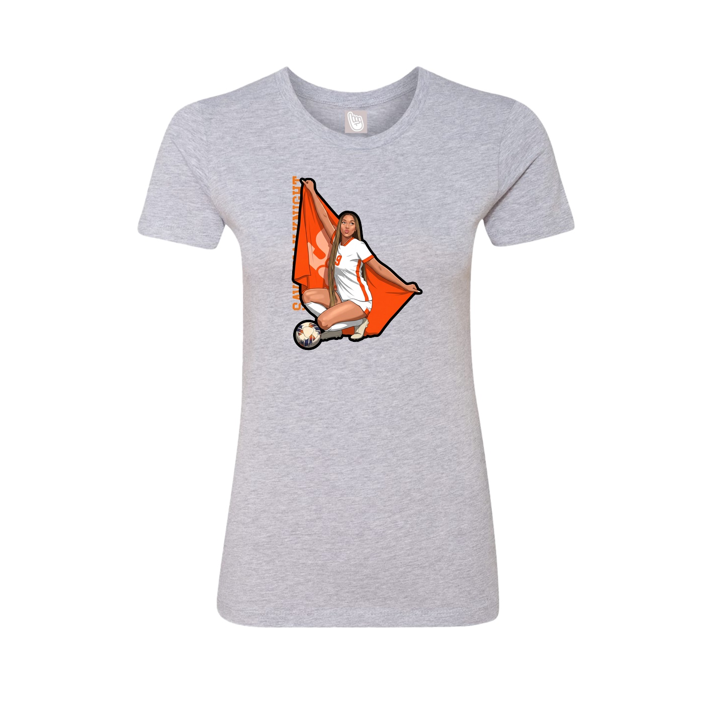 Womens Tee — Name Vertical in Grey
