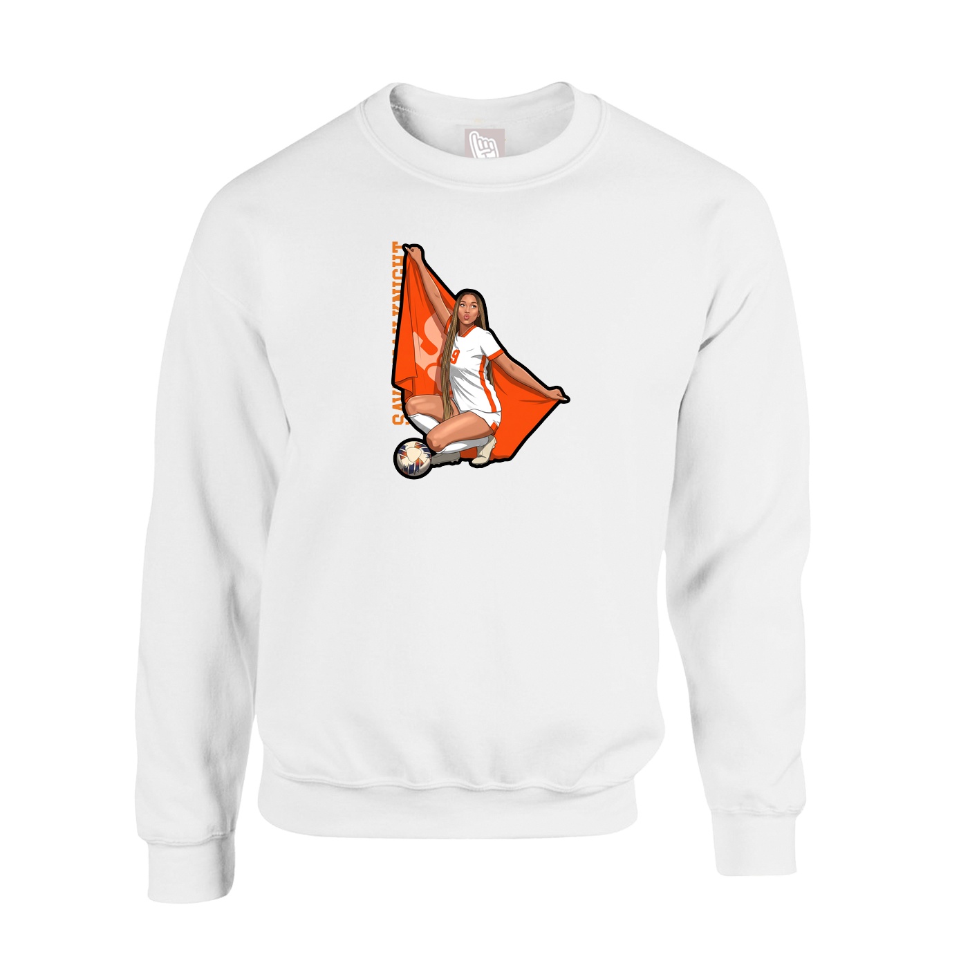 Fleece Crew — Name Vertical in White