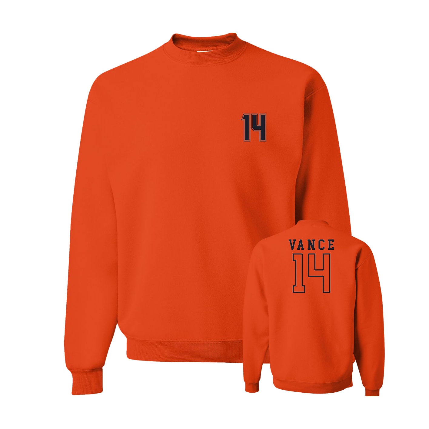 Fleece Crew — Chest Back in Orange