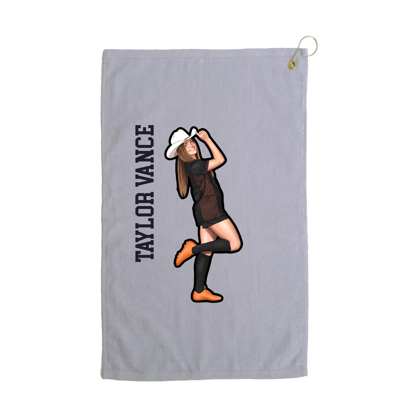 Golf Towel — Name Vertical in Grey