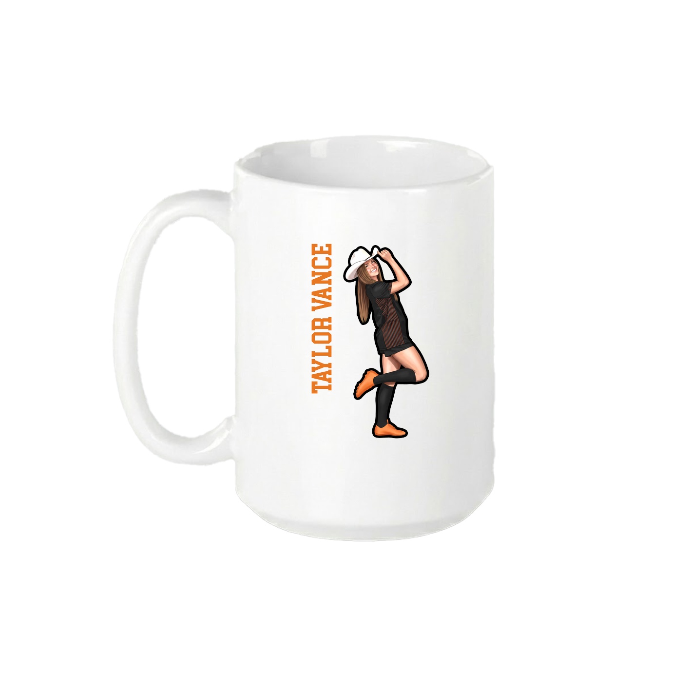15oz Coffee Mug — Name Vertical in White