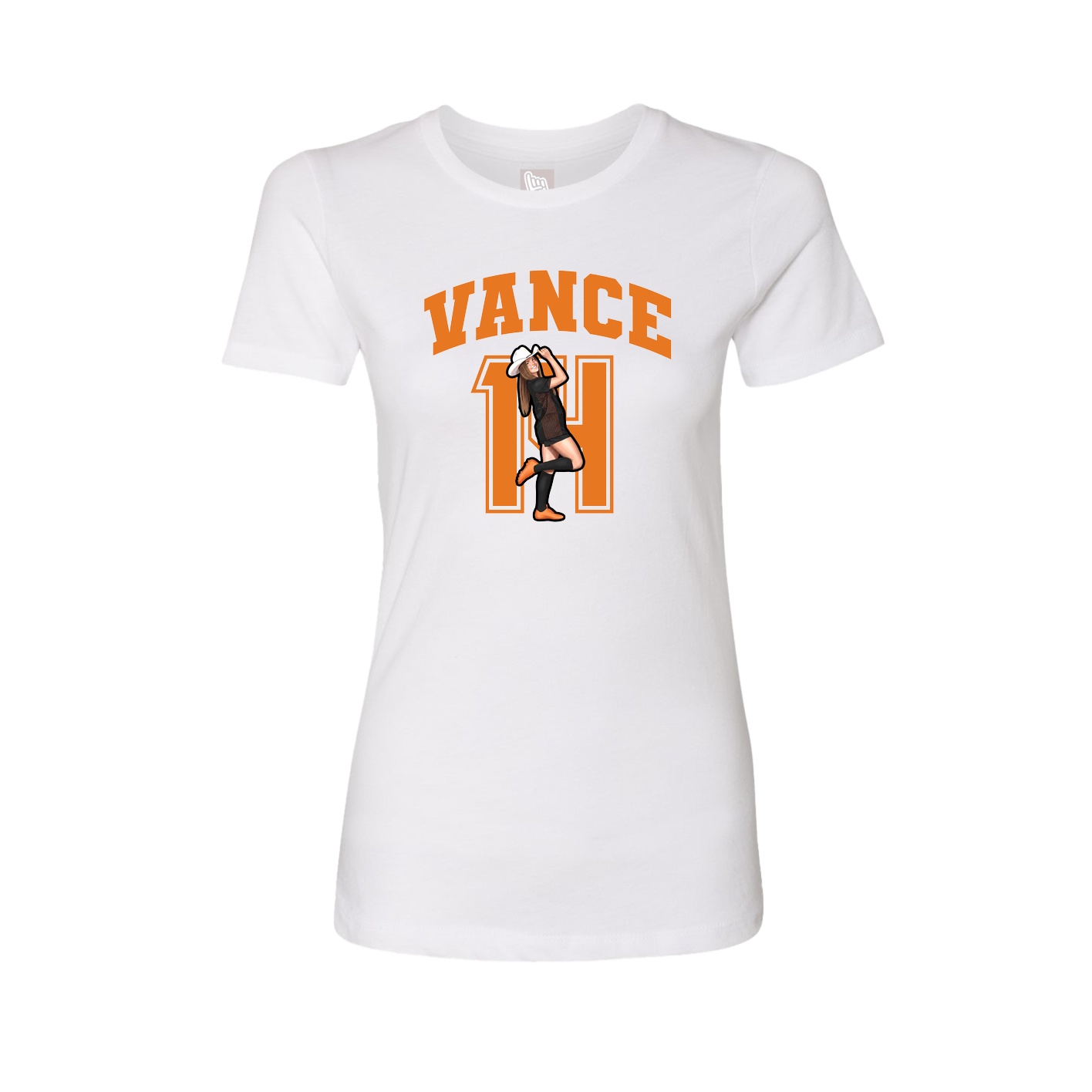 Fitted Women's Tee — Number in White