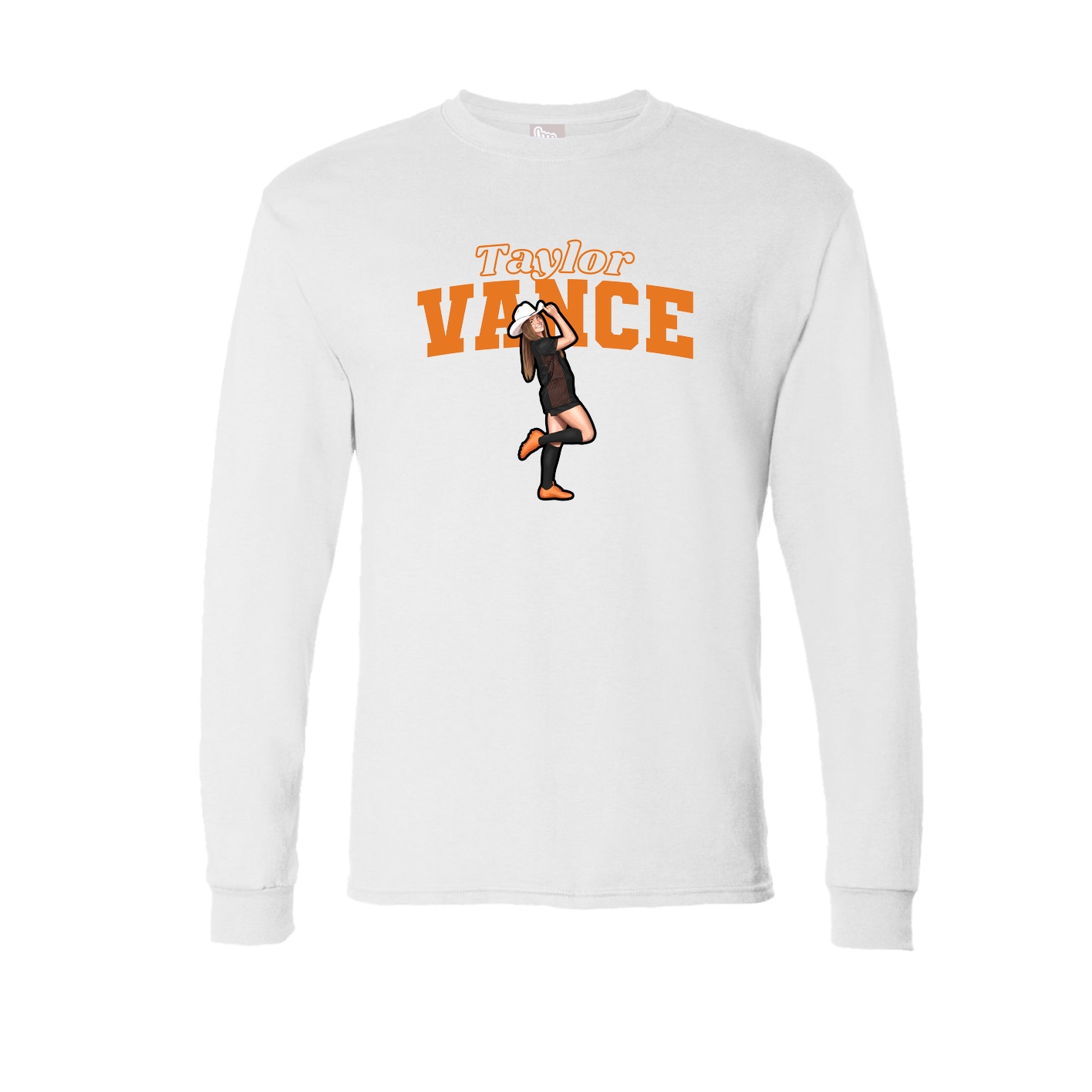Long Sleeve Tee — Name Arch in White