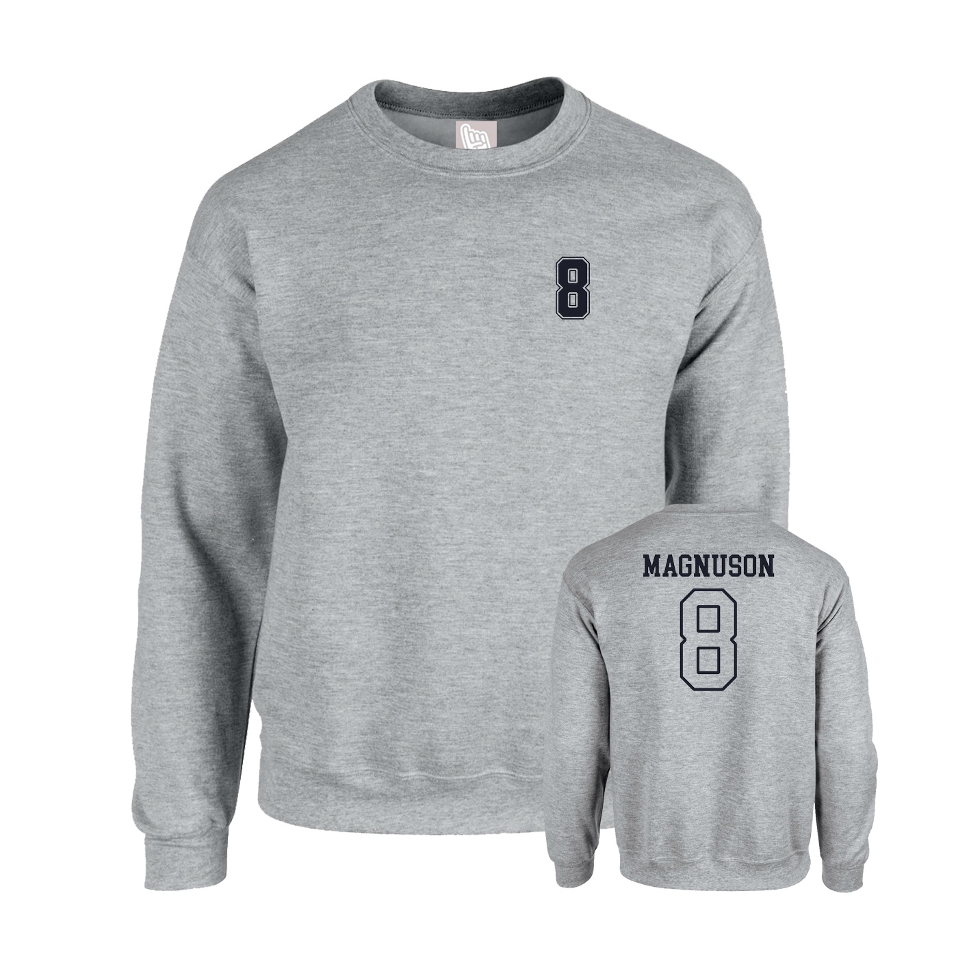 Fleece Crew — Chest Back in Grey