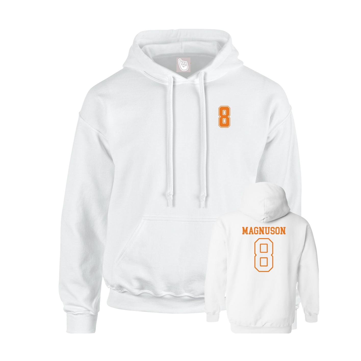 Youth Hoodie — Chest Back in White
