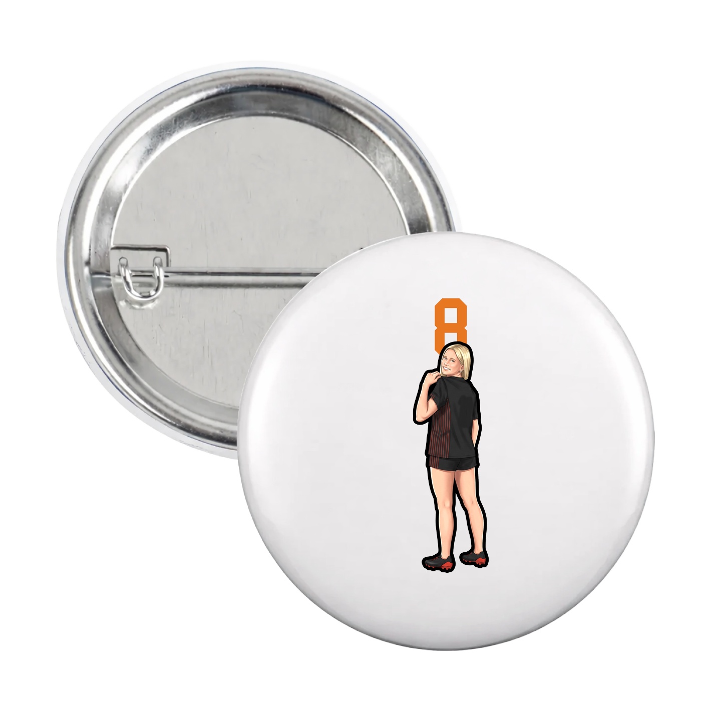 Game Day Button — Number Top in White