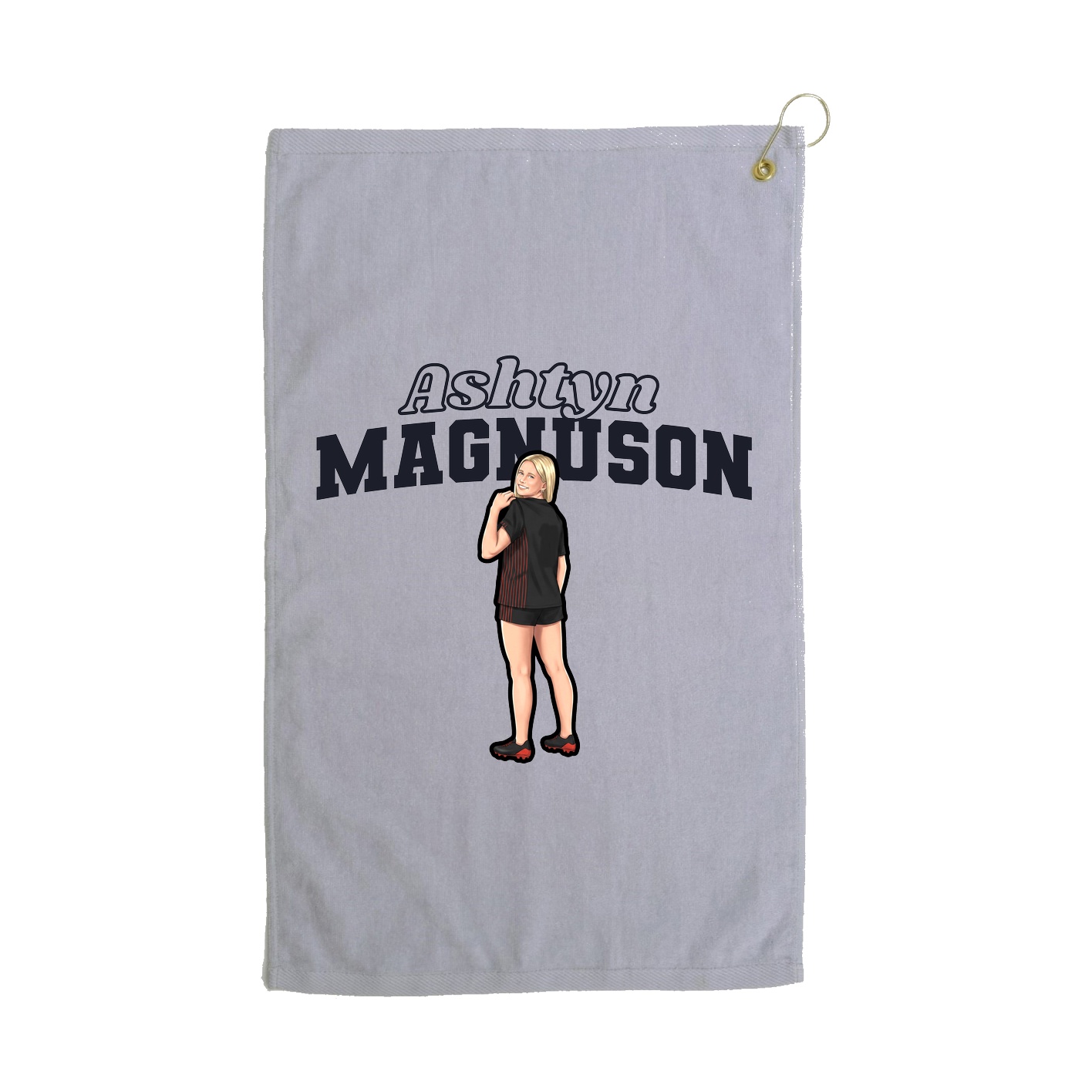 Golf Towel — Name Arch in Grey