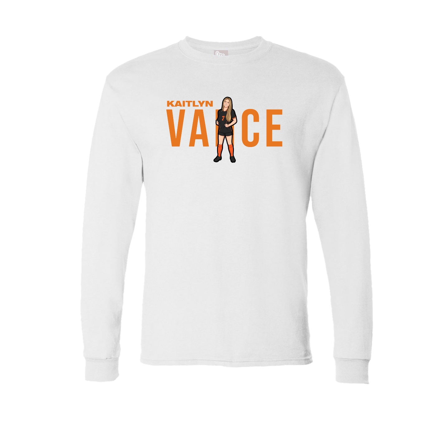 Long Sleeve Tee — Player Name in White