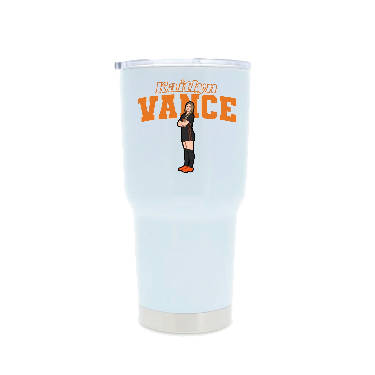 30oz Stainless Steel Tumbler — Name Arch in White