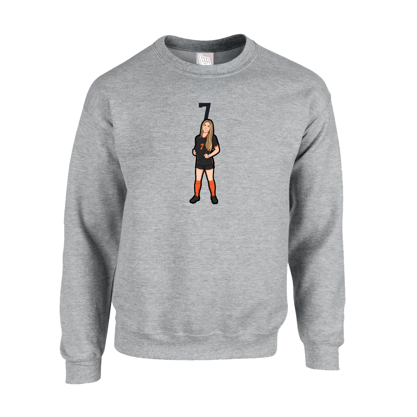 Fleece Crew — Number Top in Grey