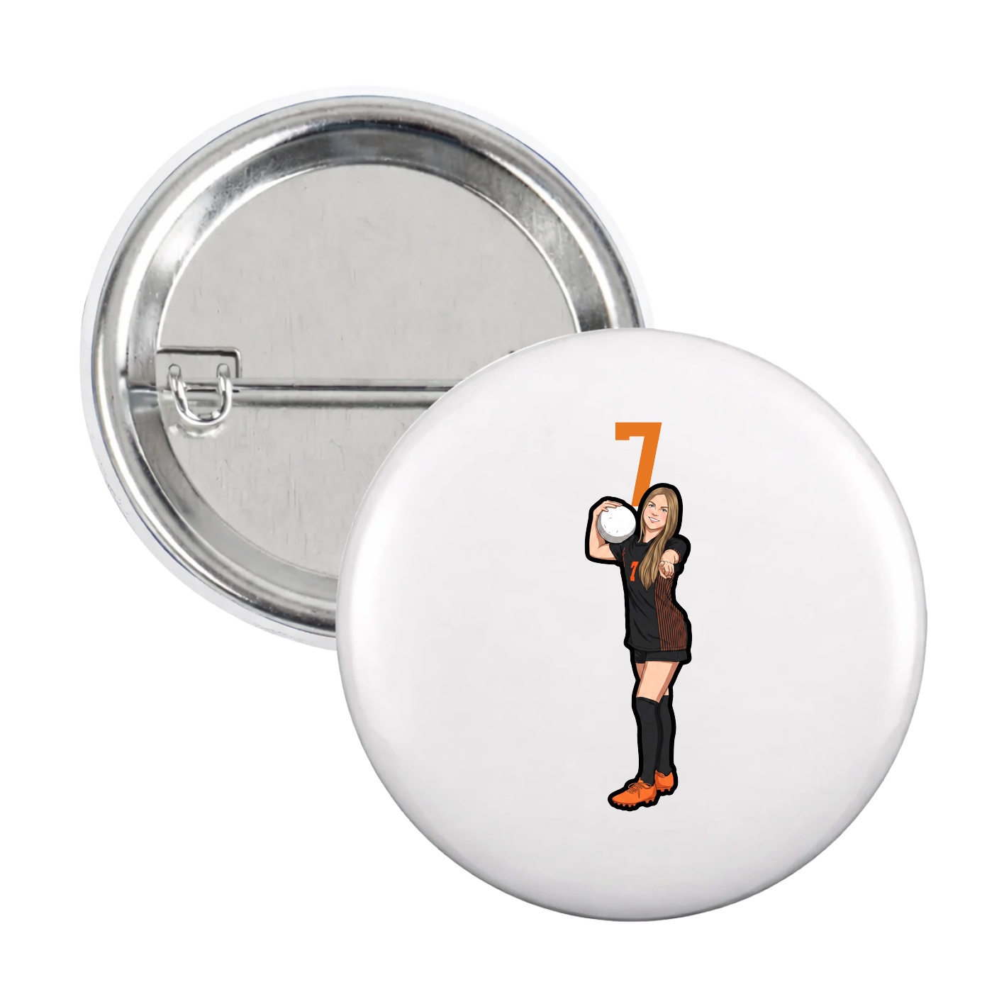 Game Day Button — Number Top in White