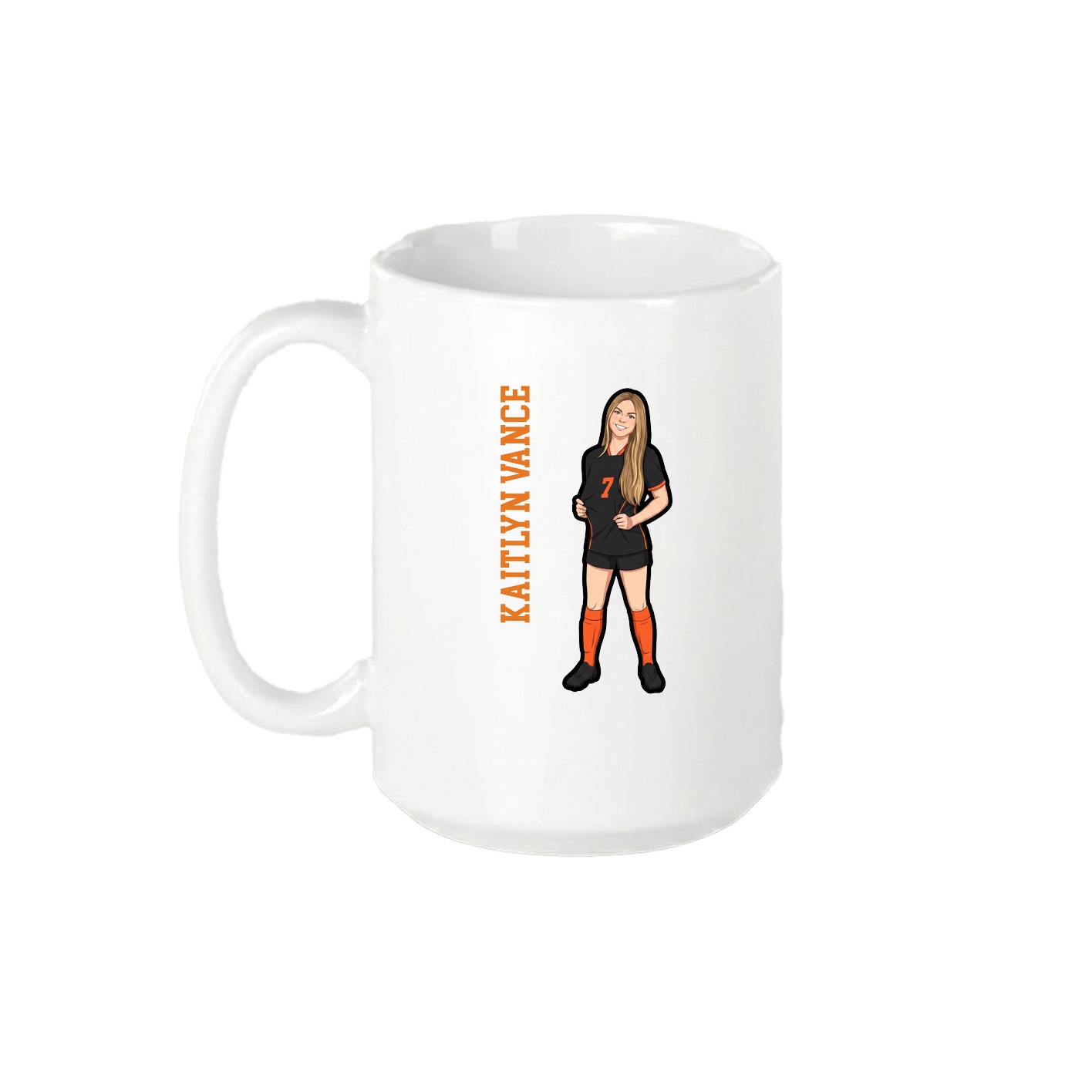 15oz Coffee Mug — Name Vertical in White