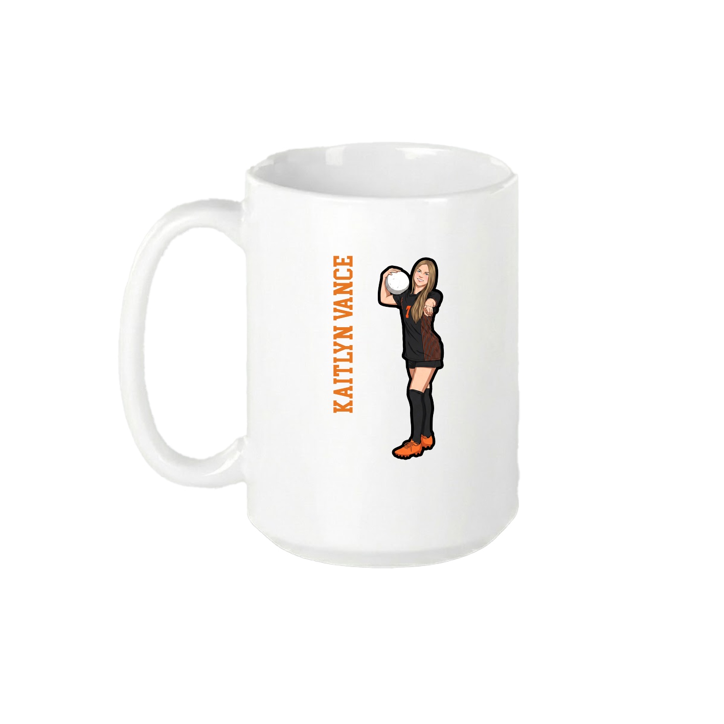 15oz Coffee Mug — Name Vertical in White