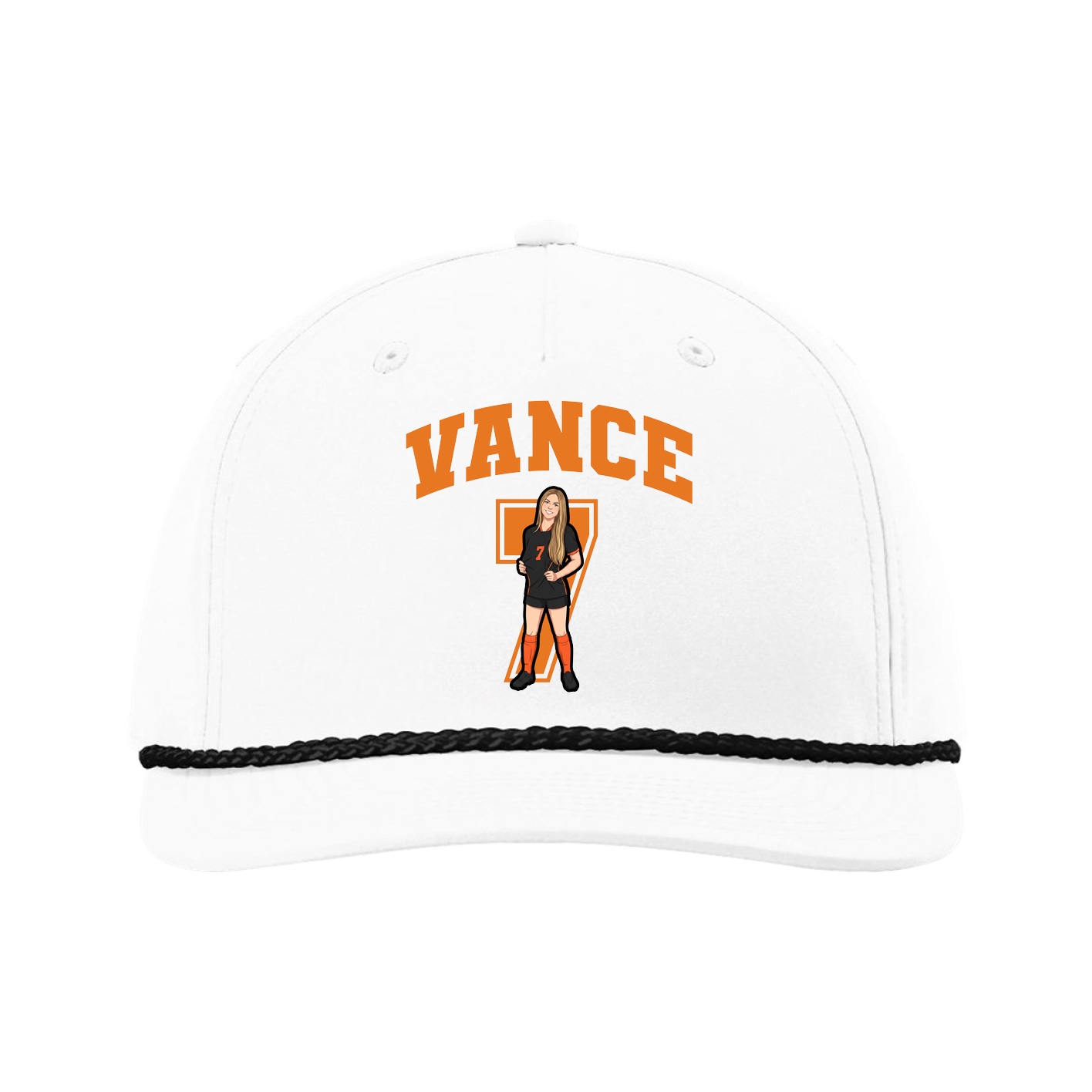 Five-Panel Classic Rope Cap — Number in White