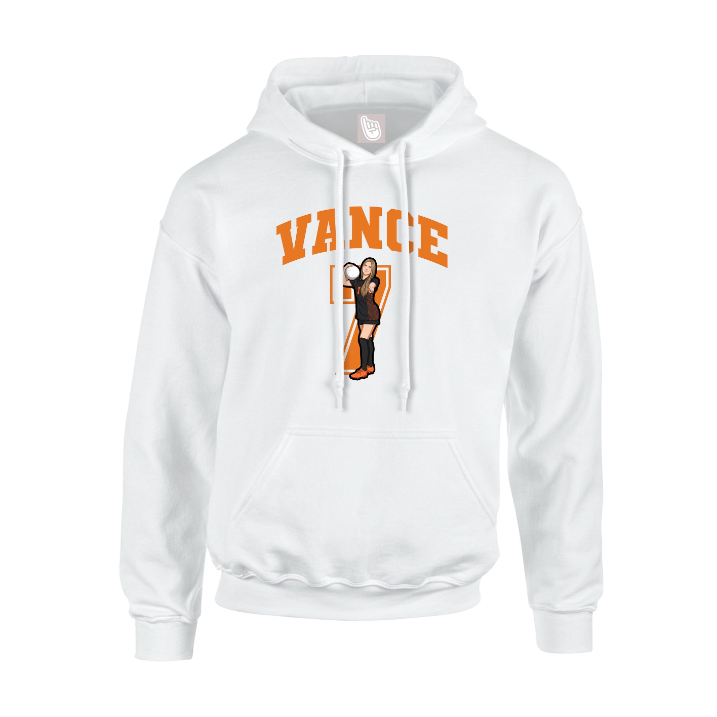 Youth Hoodie — Number in White