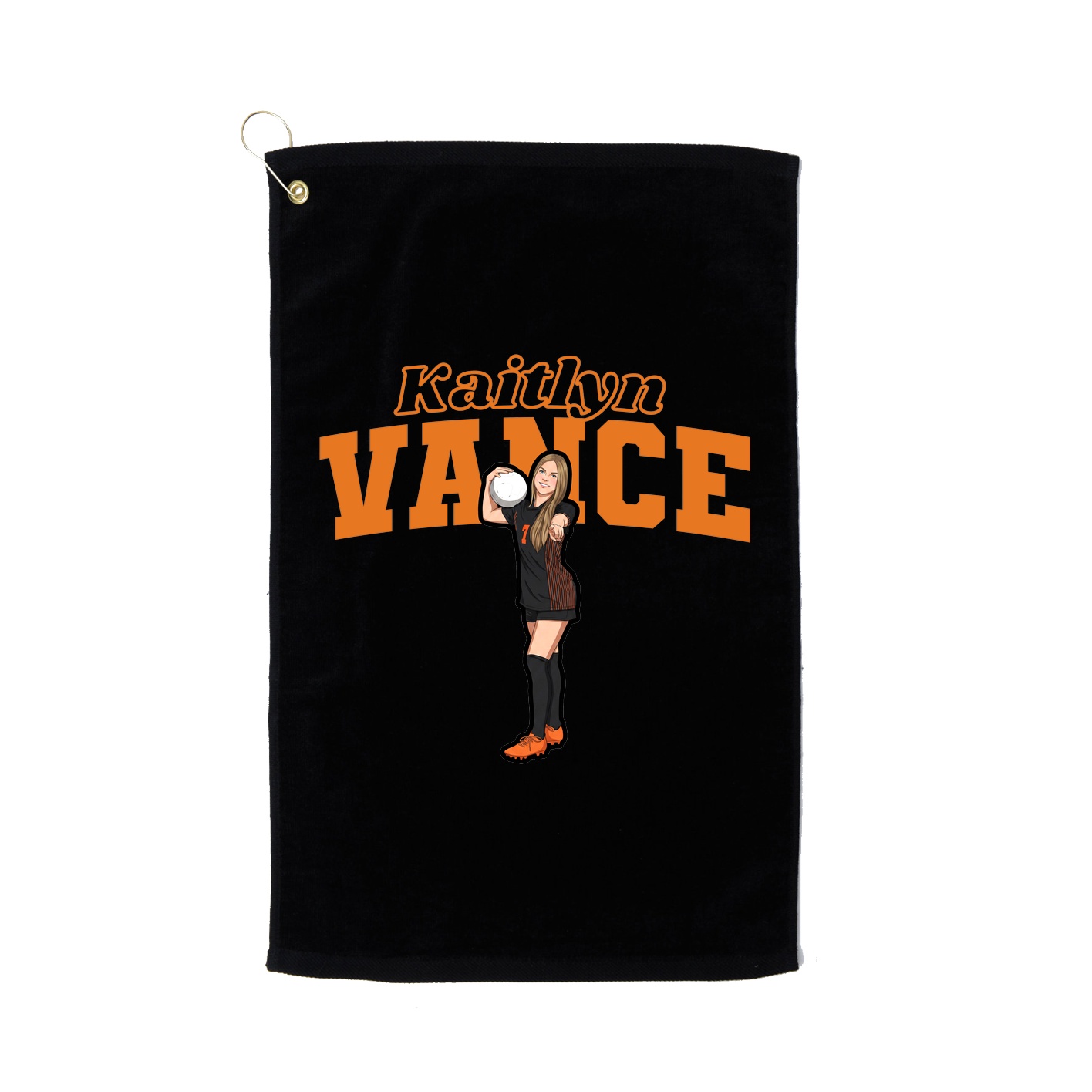 Golf Towel — Name Arch in Black