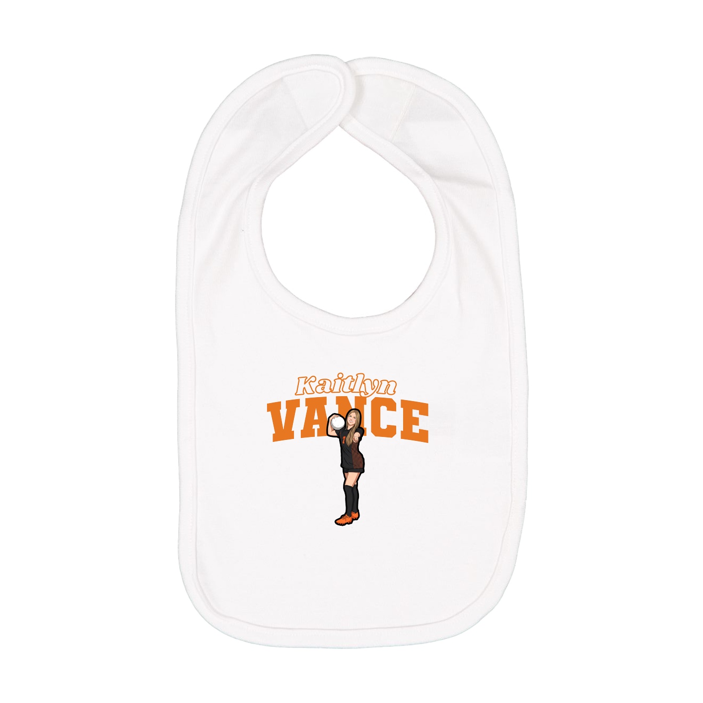 Infant Bib — Name Arch in White
