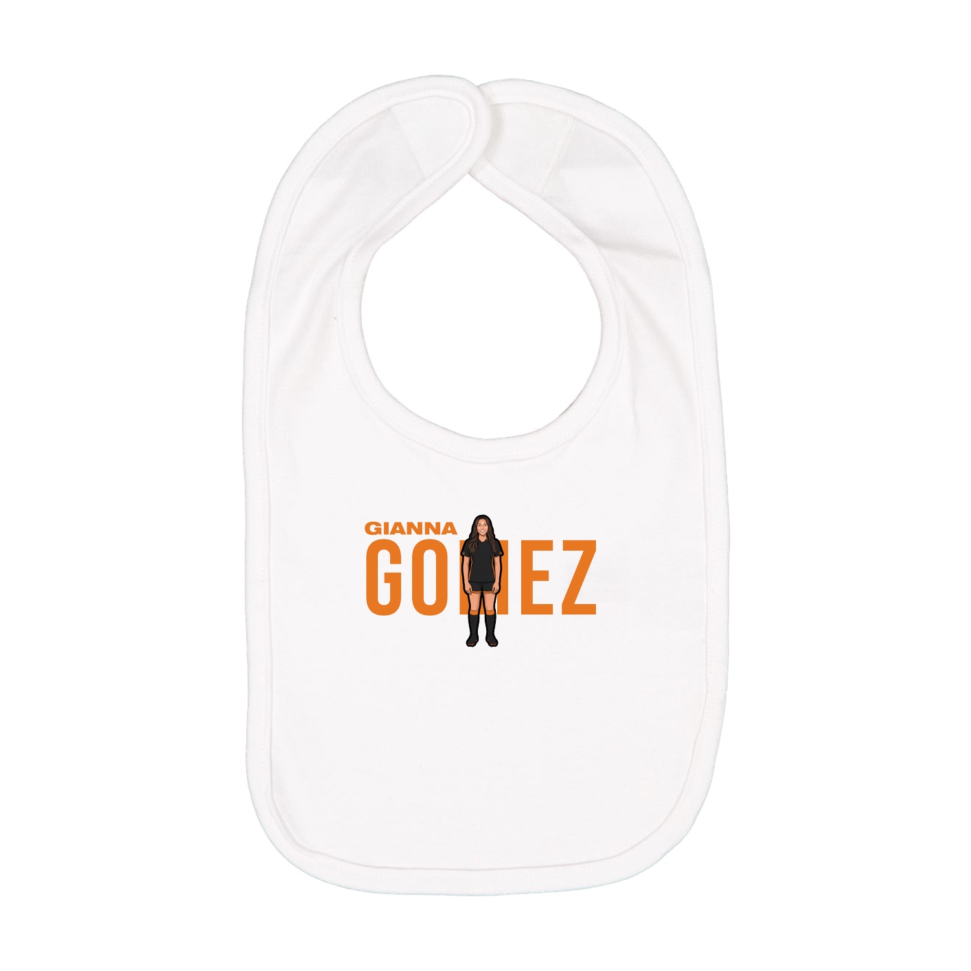 Infant Bib — Player Name in White