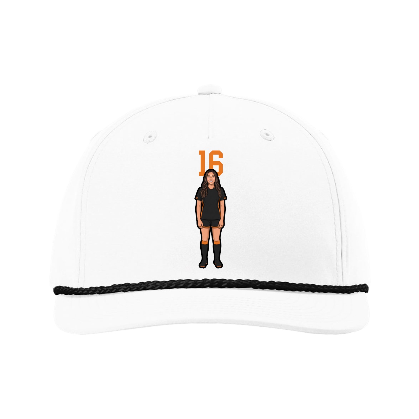 Five-Panel Classic Rope Cap — Number Top in White