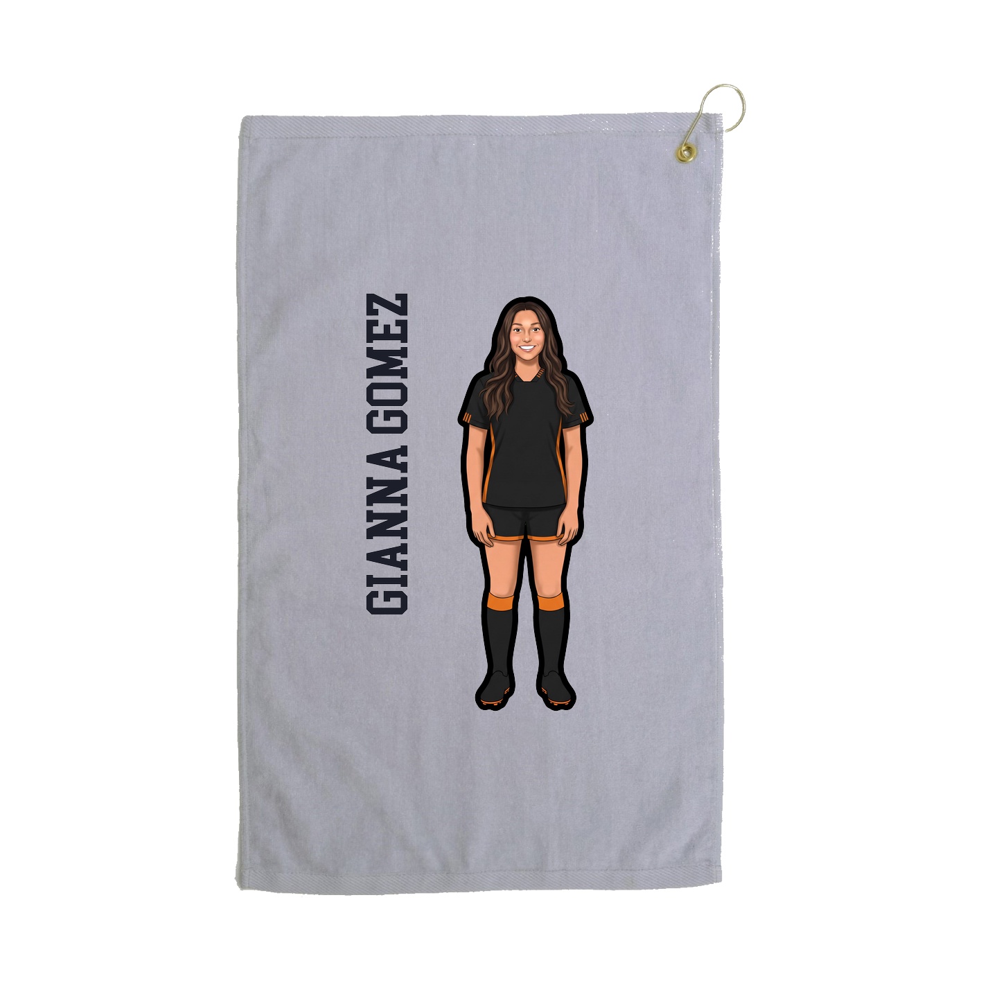Golf Towel — Name Vertical in Grey