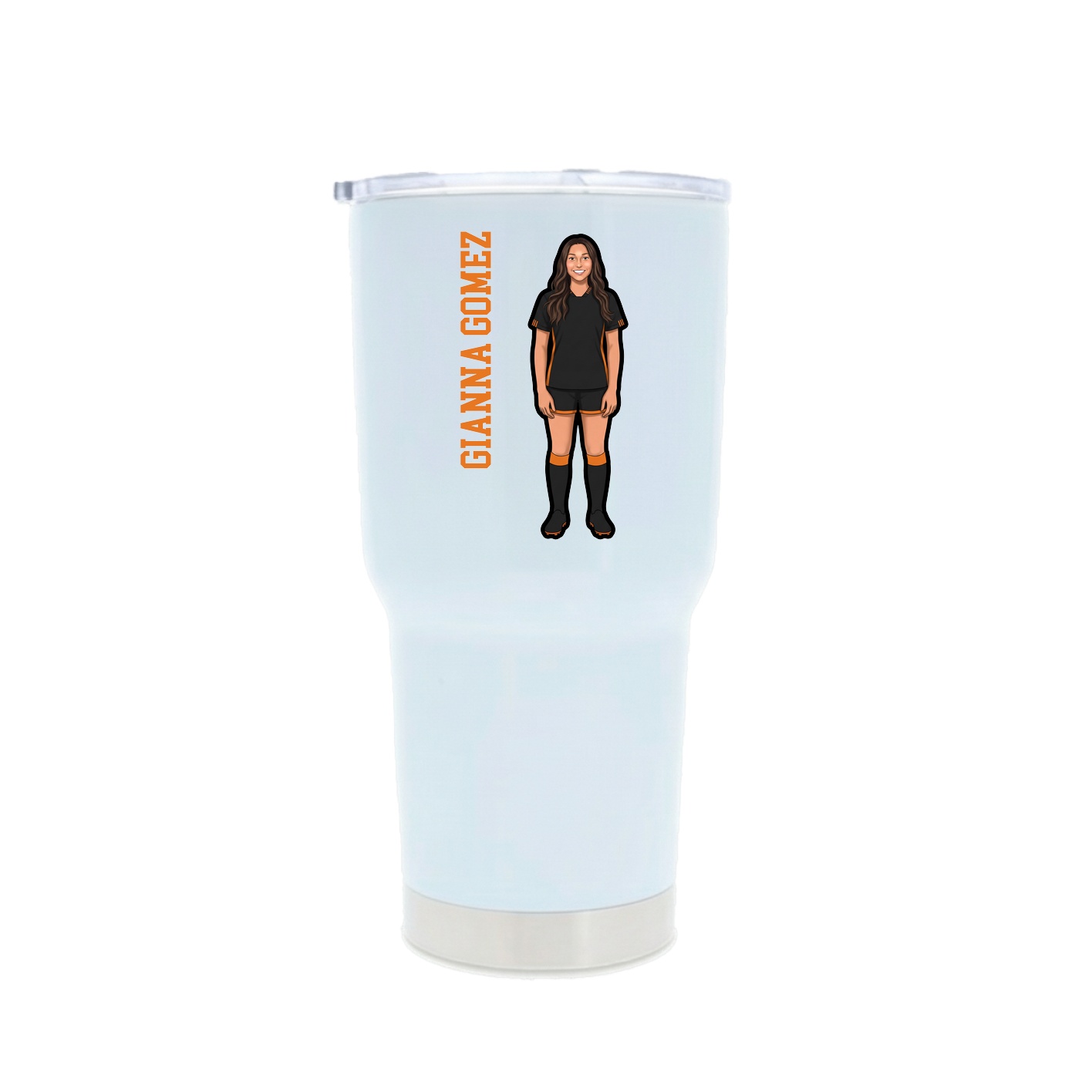30oz Stainless Steel Tumbler — Name Vertical in White
