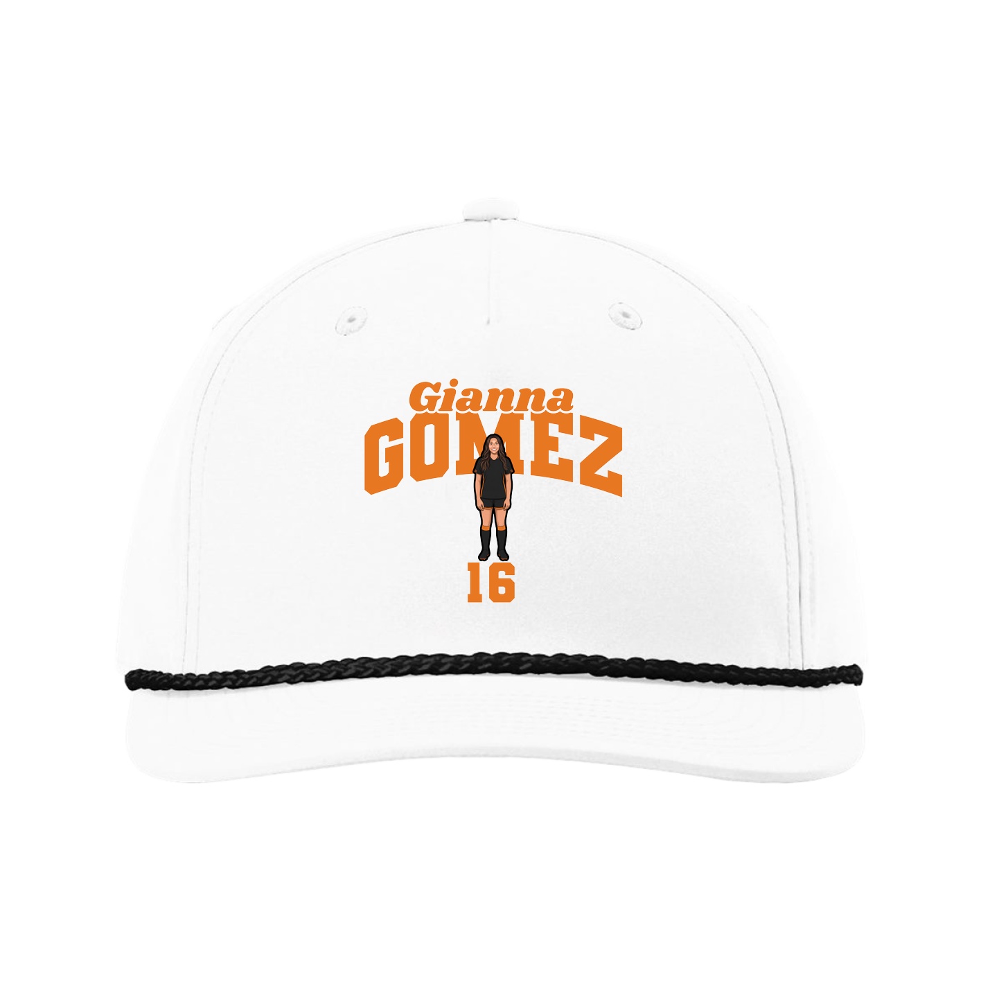 Five-Panel Classic Rope Cap — Signature Arch in White