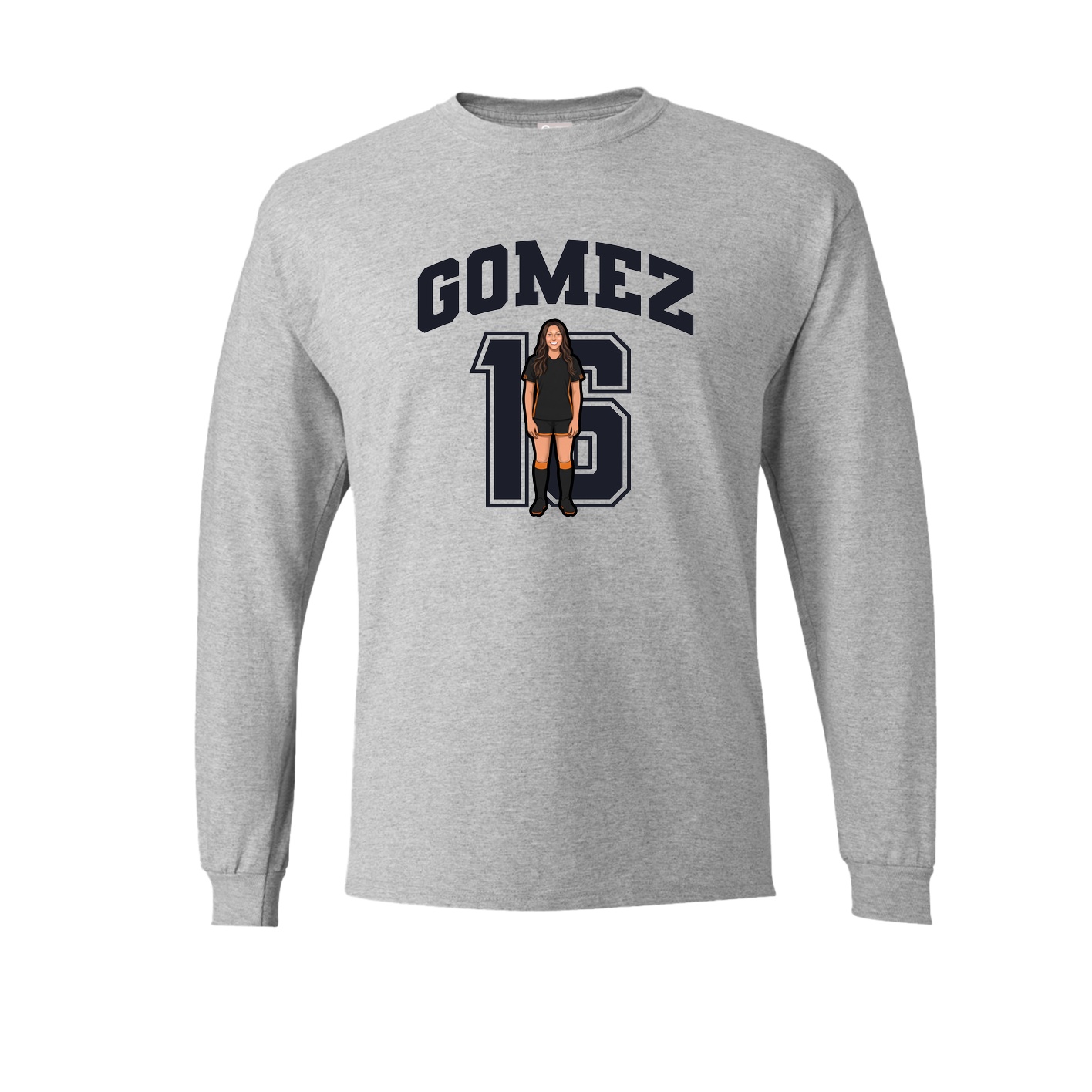 Long Sleeve Tee — Number in Grey