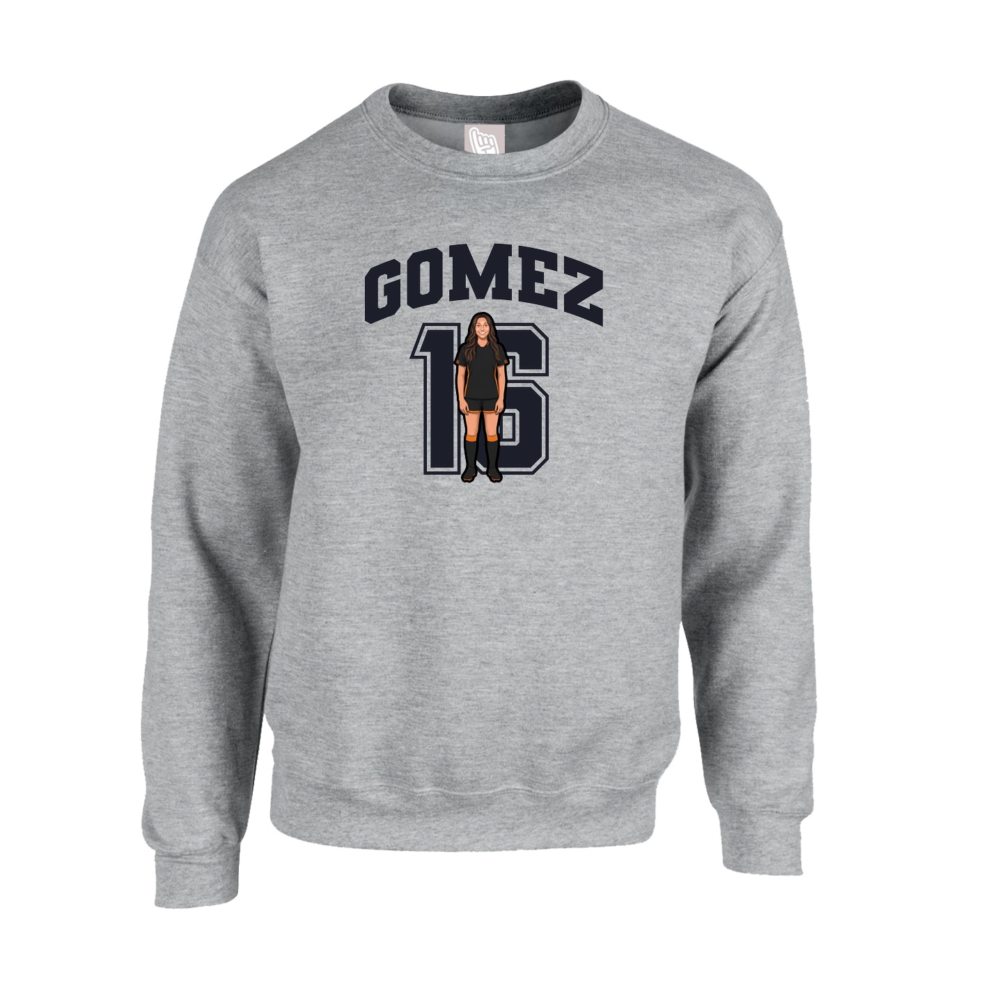Fleece Crew — Number in Grey