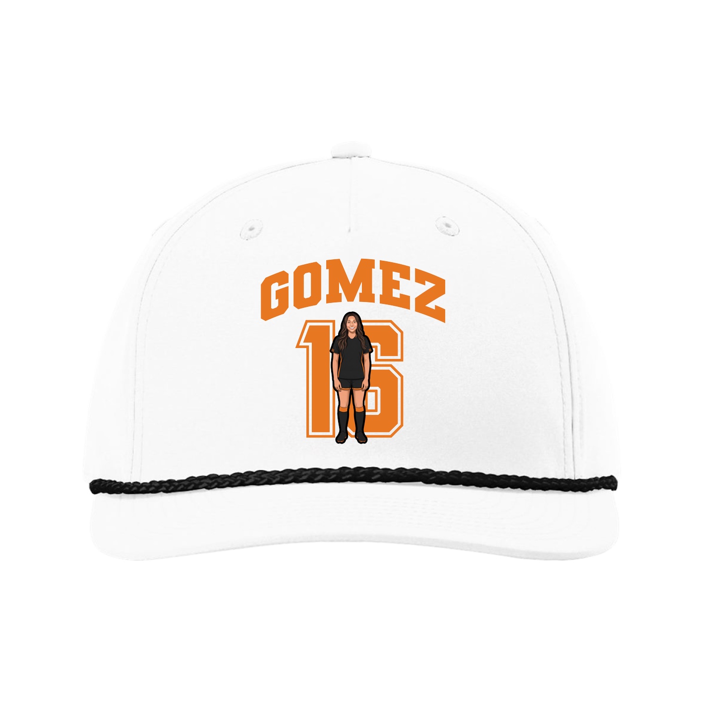 Five-Panel Classic Rope Cap — Number in White