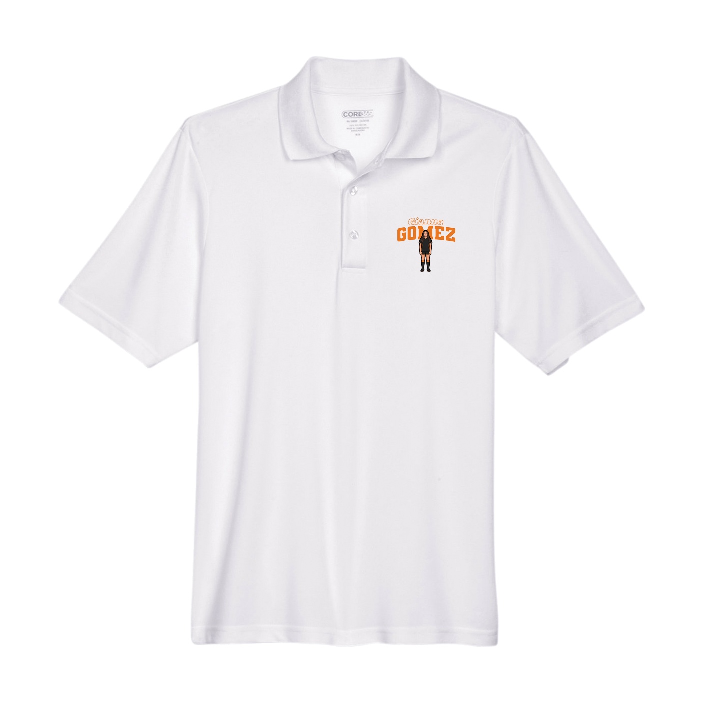 Performance Polo — Name Arch in White