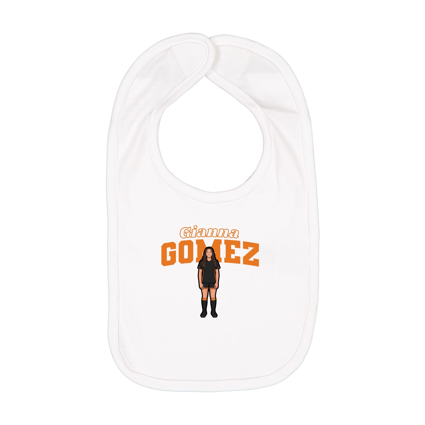 Infant Bib — Name Arch in White