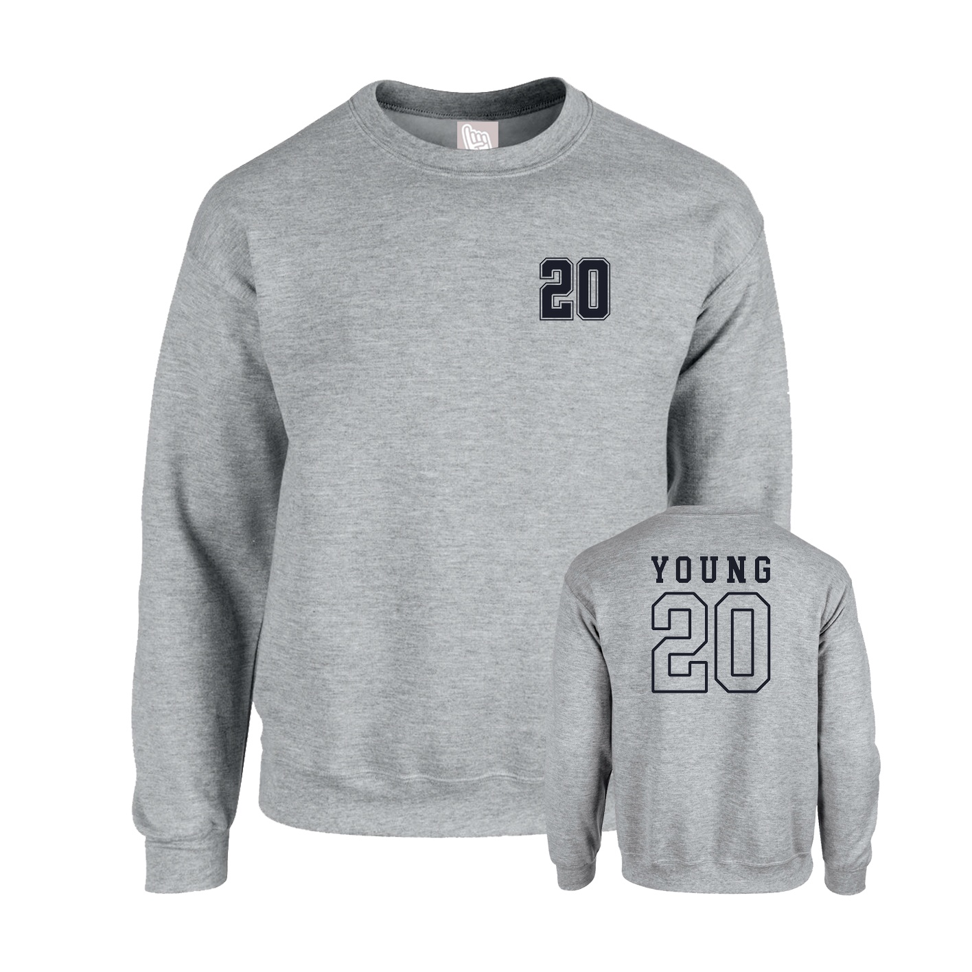 Fleece Crew — Chest Back in Grey