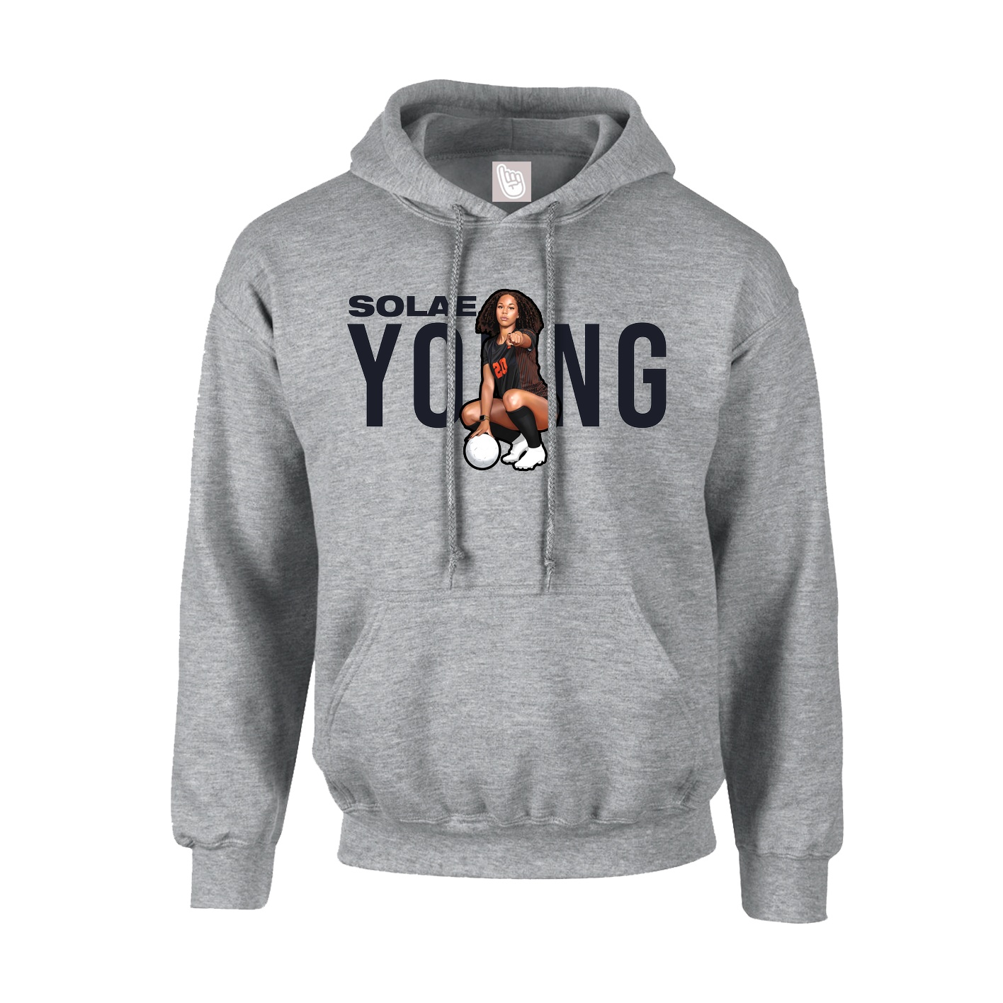 Hoodie — Player Name in Grey