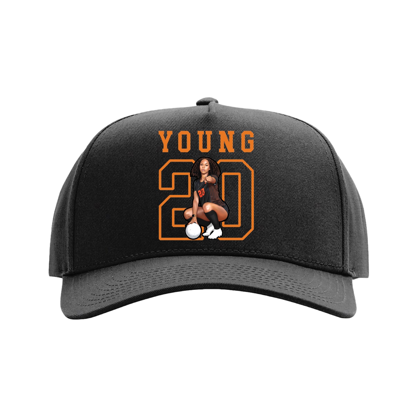 Full Fabric Five-Panel Champ Cap — Shirsey in Black