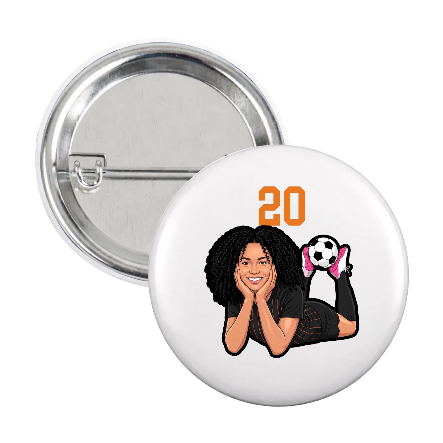 Game Day Button — Number Top in White