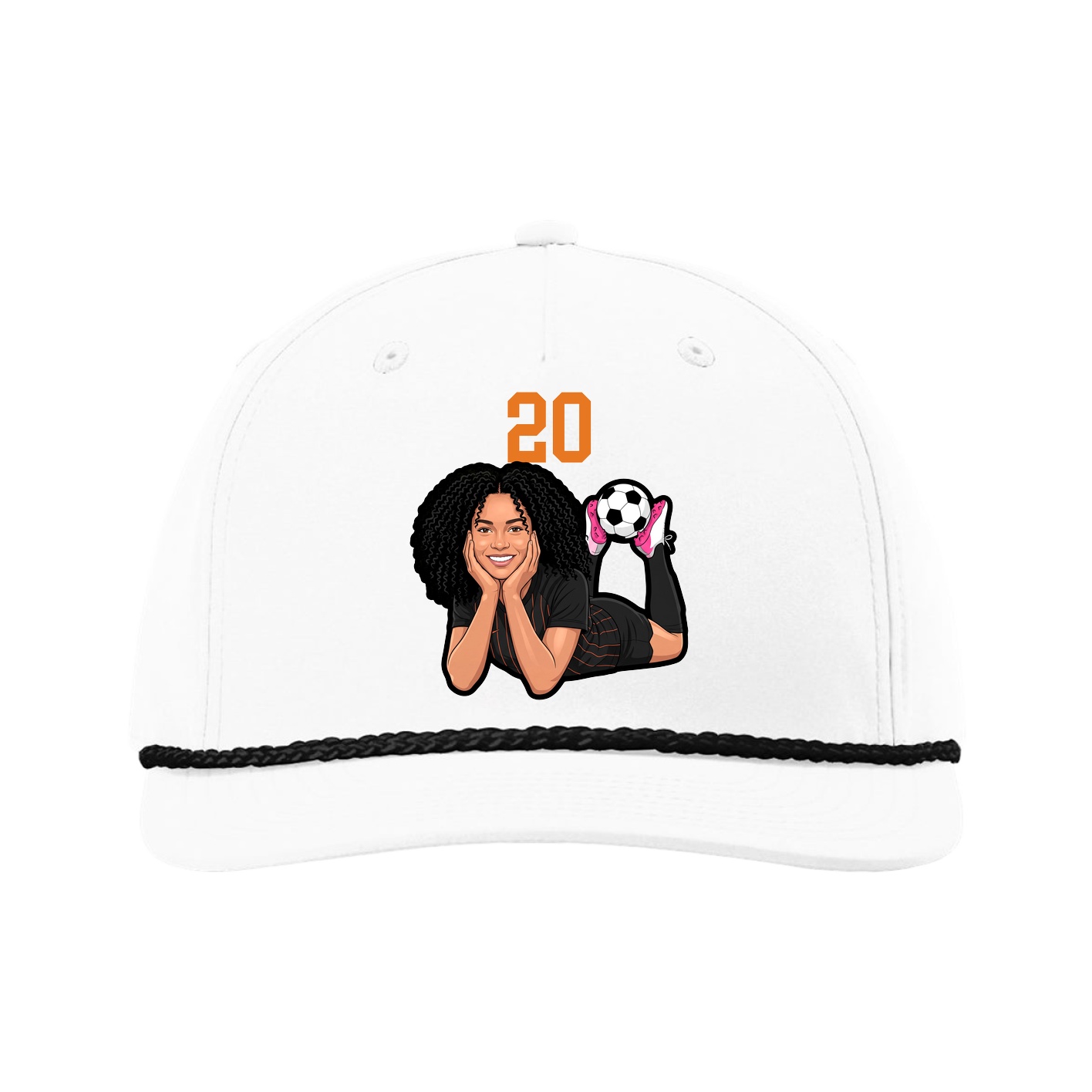 Five-Panel Classic Rope Cap — Number Top in White