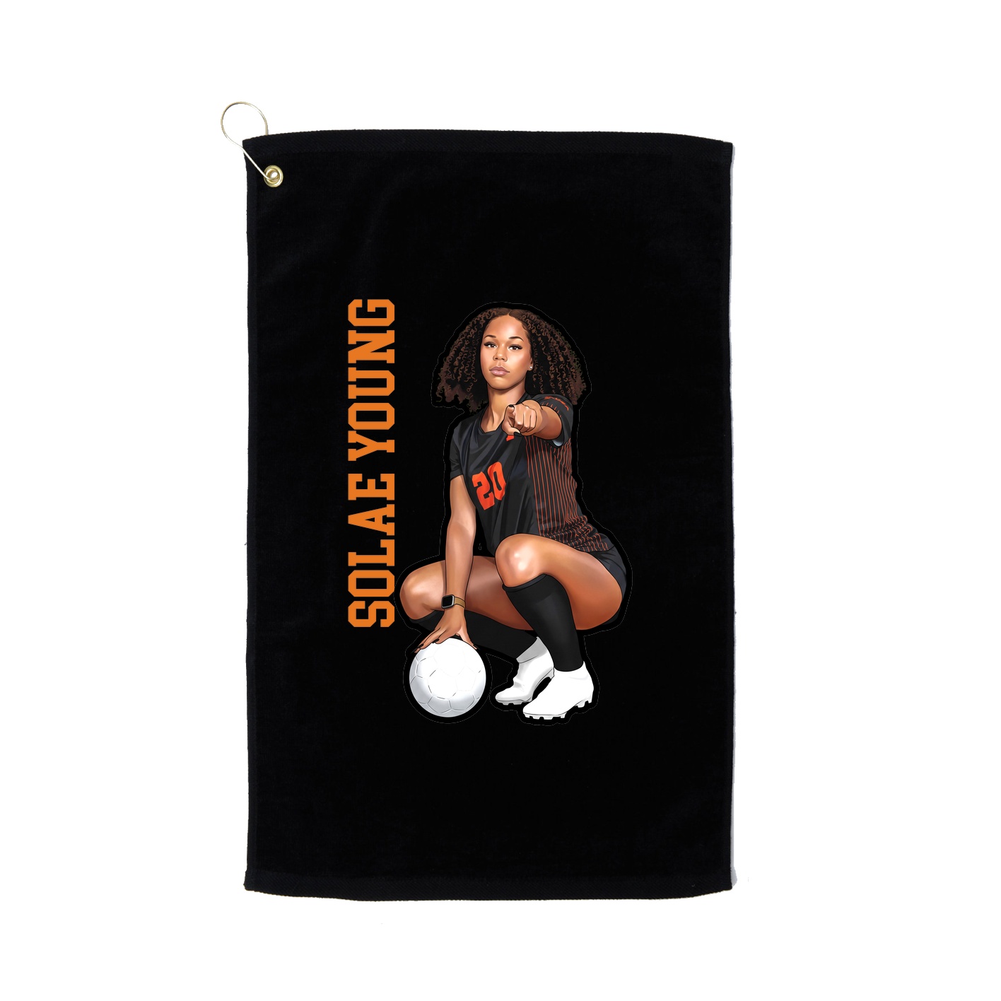 Golf Towel — Name Vertical in Black