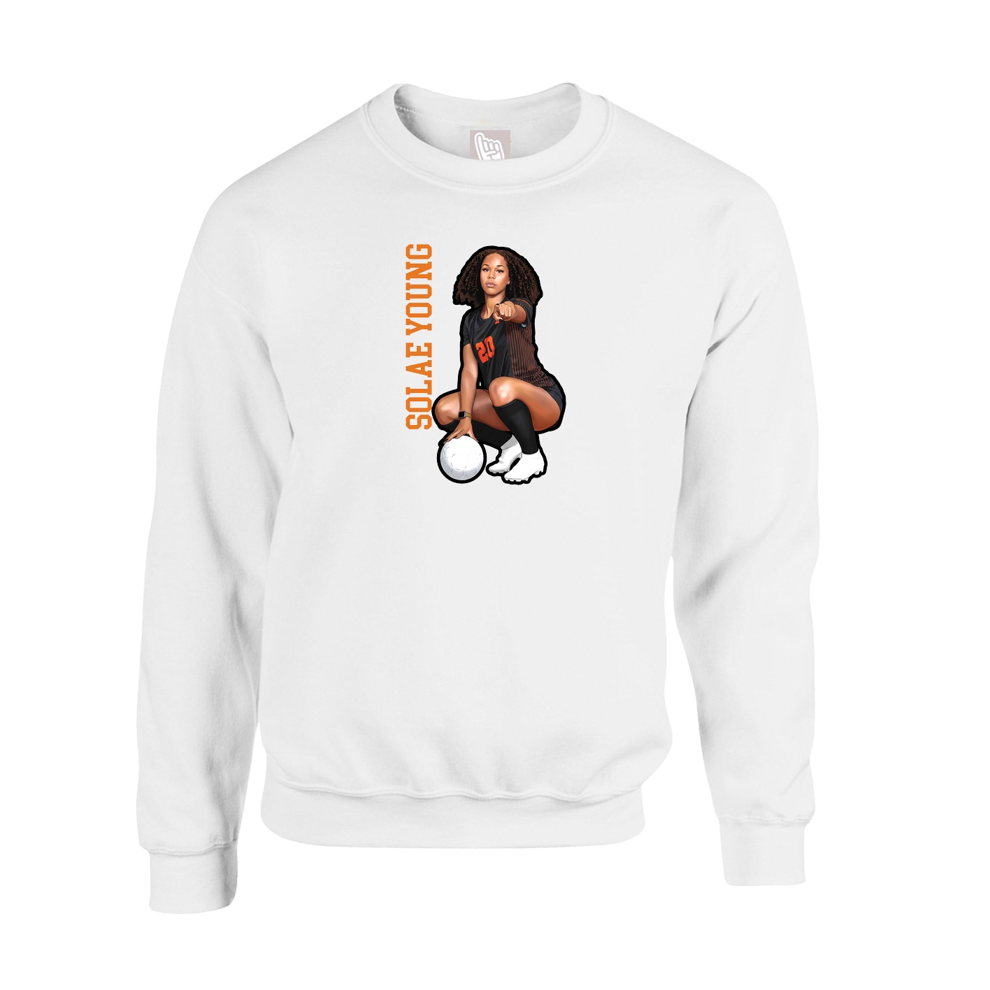 Fleece Crew — Name Vertical in White