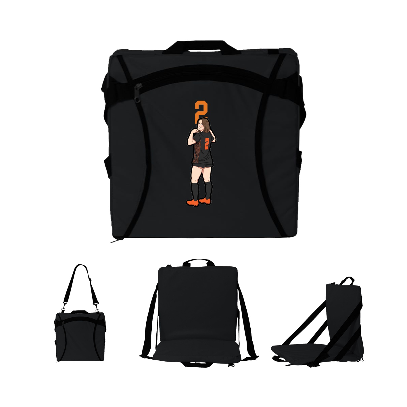 Folding Stadium Seat — Number Top in Black