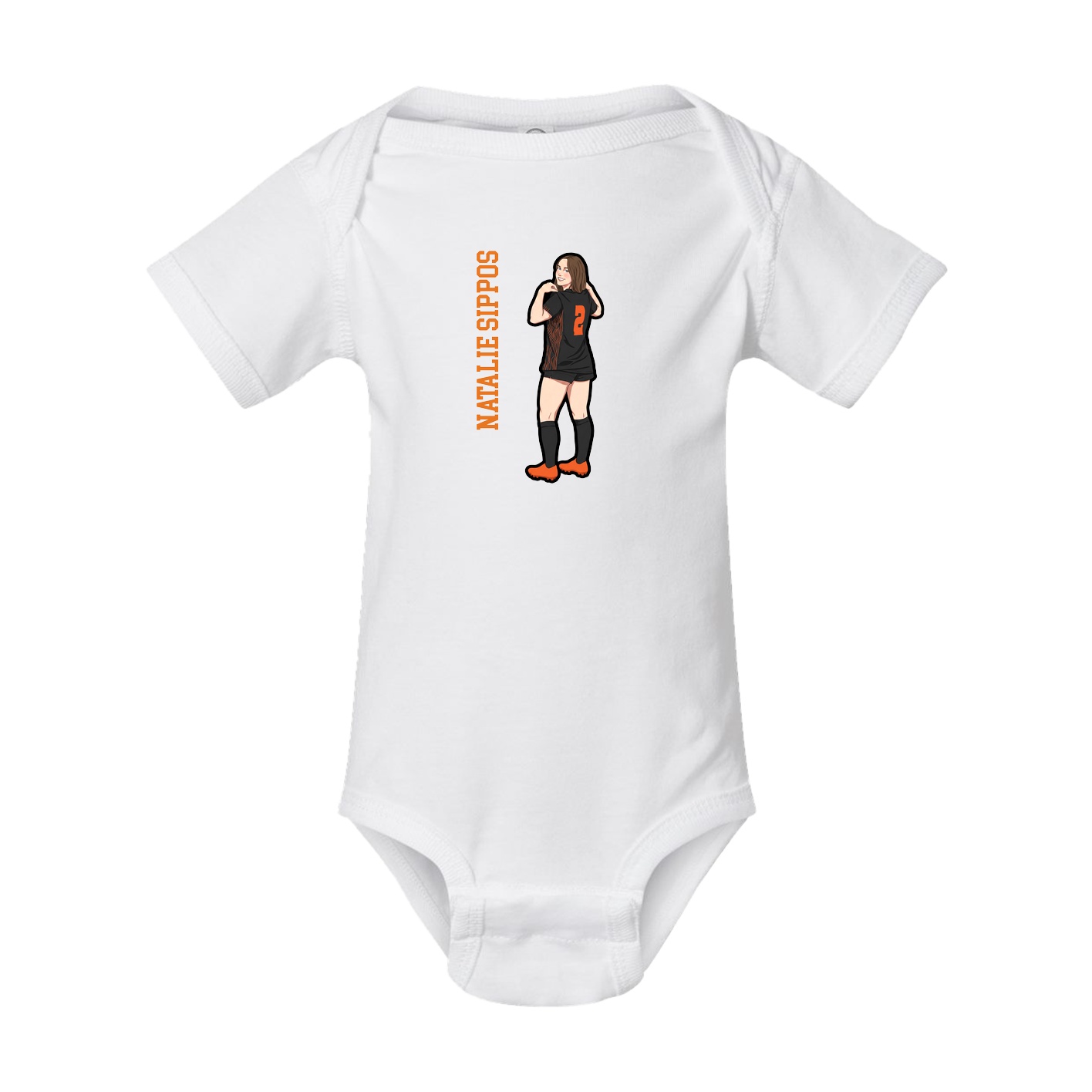 Baby Onesie — Name Vertical in White
