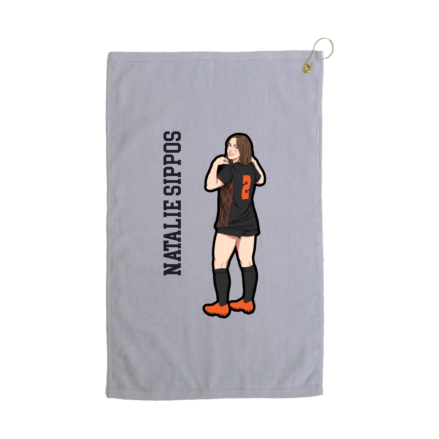 Golf Towel — Name Vertical in Grey
