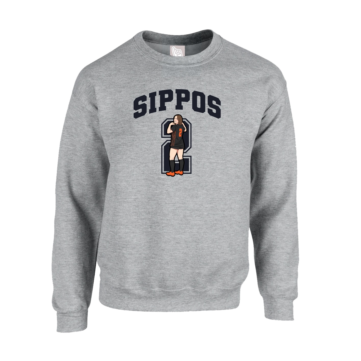 Fleece Crew — Number in Grey