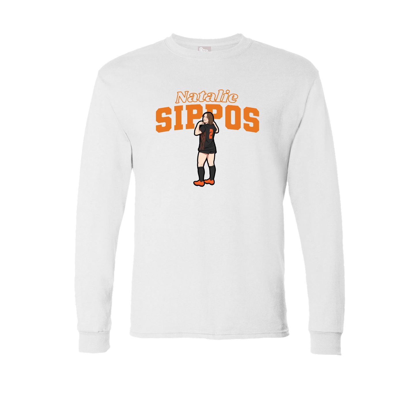 Long Sleeve Tee — Name Arch in White