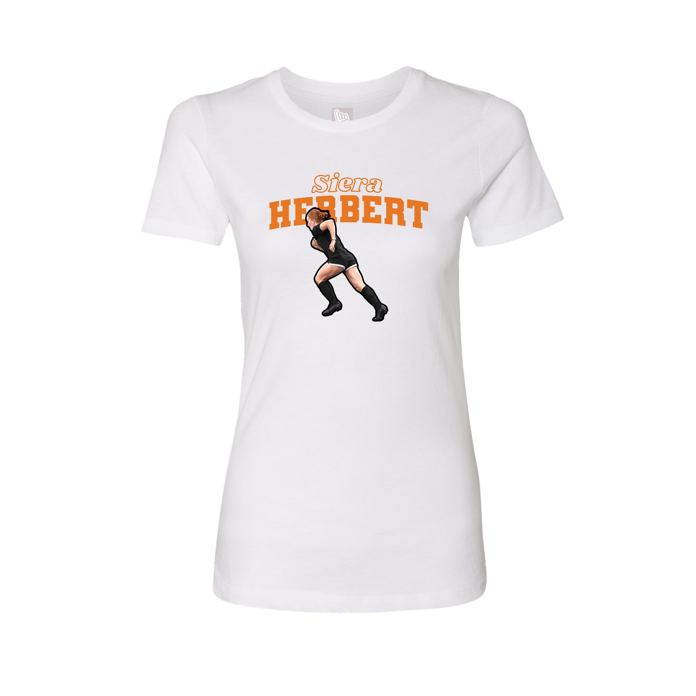Fitted Women's Tee — Name Arch in White